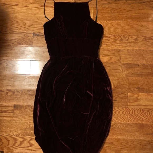 Reformation | Burgundy Velvet Topanga Dress - Picture 2 of 11